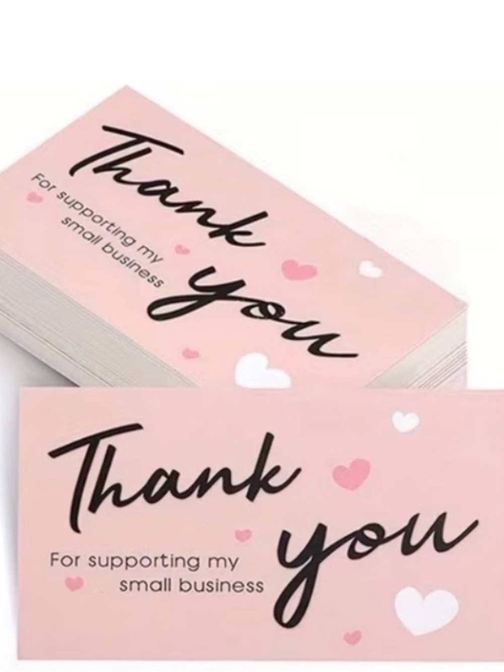 Thank You Cards - Pink "Thank You" Small Business Support (50 pieces)